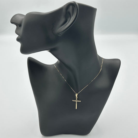 18K Yellow Gold small plain cross pendant