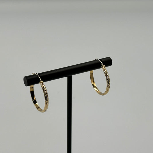 18K Yellow Gold medium snake-skin hoop earrings