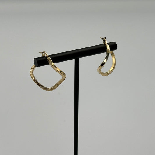 18k Yellow Gold warped hoop inspired earrings