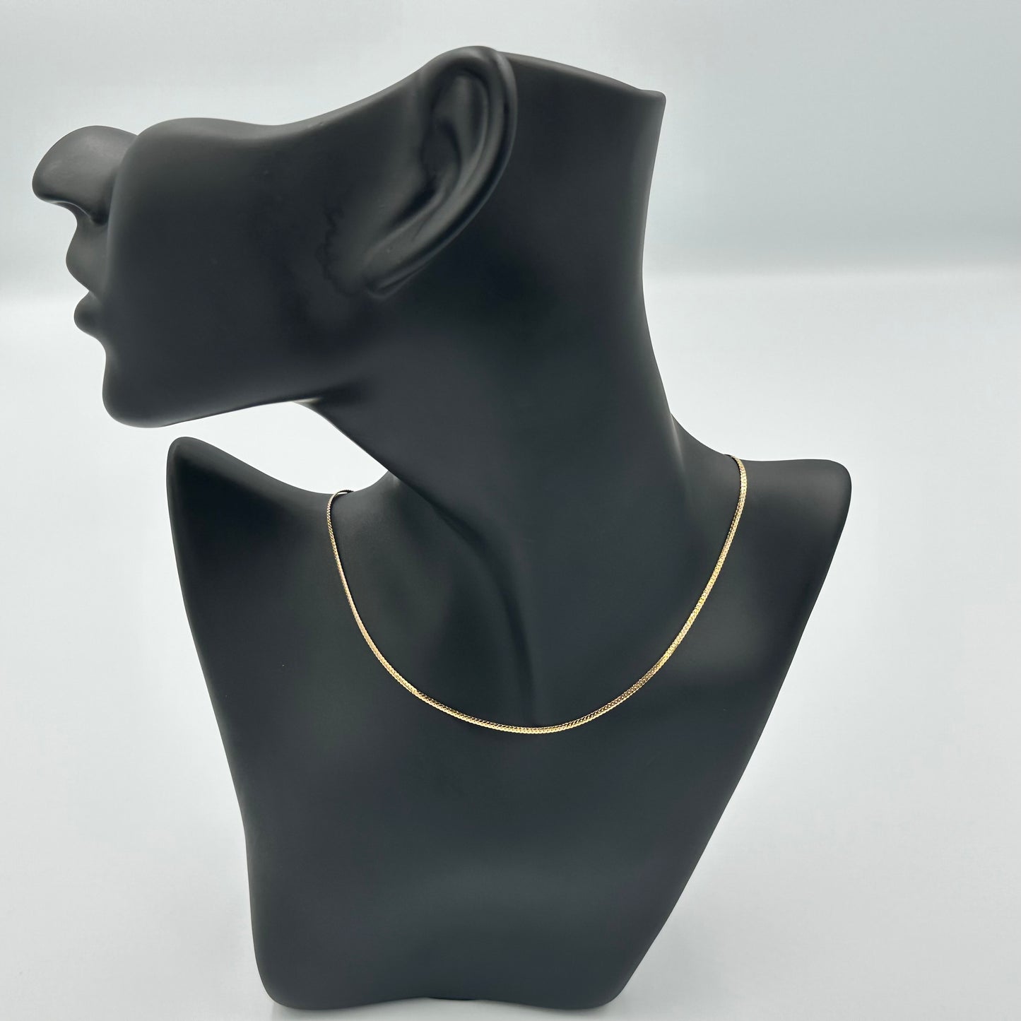 18K Yellow Gold thin herringbone chain necklace