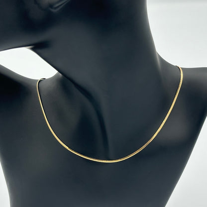 18K Yellow Gold thin herringbone chain necklace