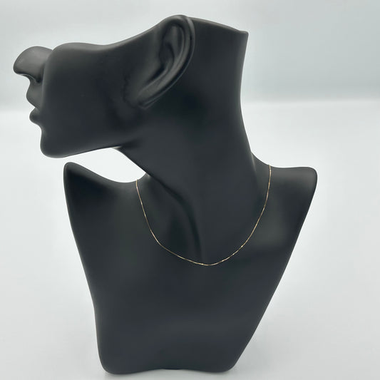 18K Yellow Gold delicate box link chain necklace